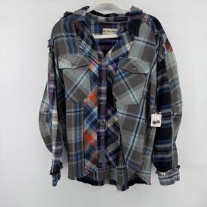 We The Free Free People Patchwork Plaid Flannel Button Shirt OB1875074 Small NWT